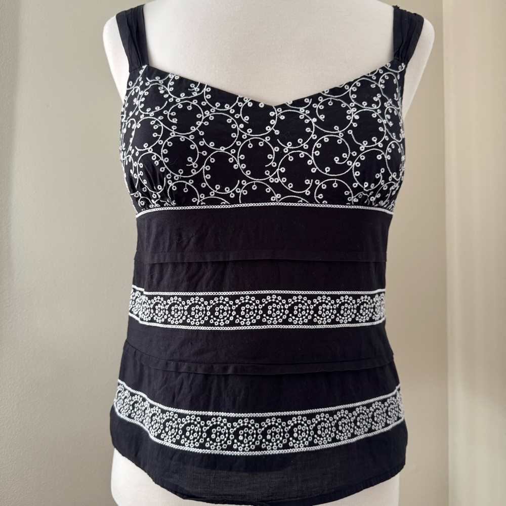 Ann Taylor Cotton Embroidered Camisole Style Top